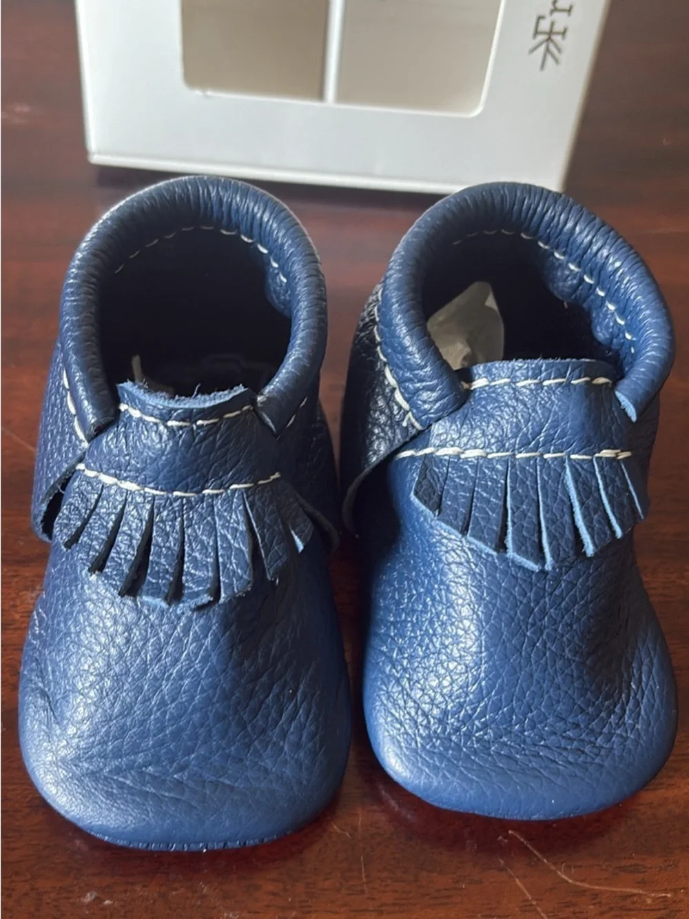 Freshly Picked Blue Leather Baby Mocassins